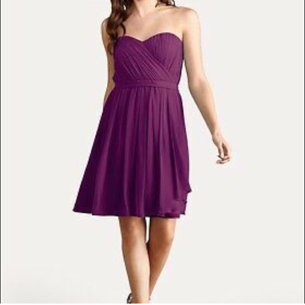 Jenny Yoo Deep Purple Strapless Mini Cocktail Dress
